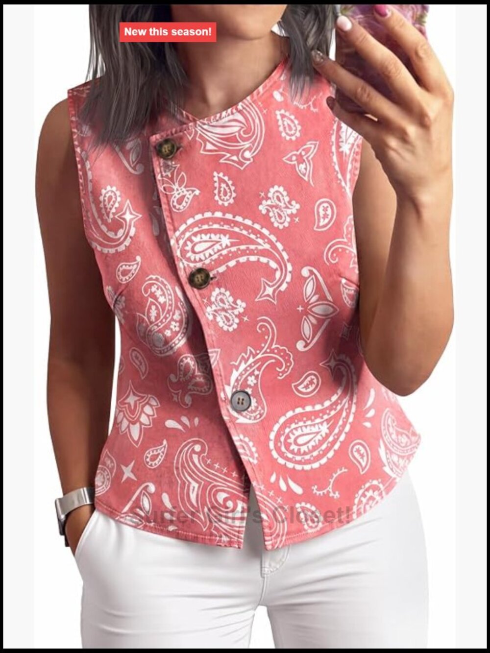 Sleeveless Denim Vest Women Trendy Fitted Jean Shirt Casual Waistcoat Top